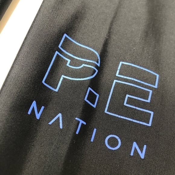 Rare P.E NATION Hell Fire Striped Band Black Stretchy Shiny Active Leggings - Picture 10 of 14